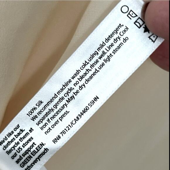 Eileen Fisher 100% Silk Crepe de Chine Tunic Women's Medium Alabaster Flowy - Picture 4 of 4